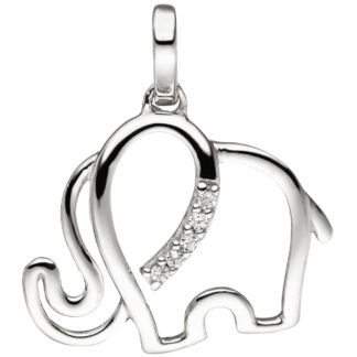 Anhänger "Elefant" 333 Weißgold mit 5 Zirkonia weiß