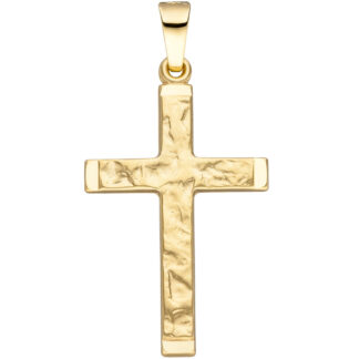 Anhänger "Kreuz" 585 Gelbgold/teilgehämmert