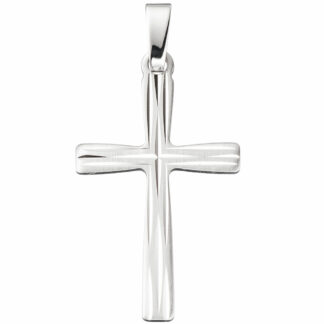 Anhänger "Kreuz" 585 Weißgold/teilmattiert