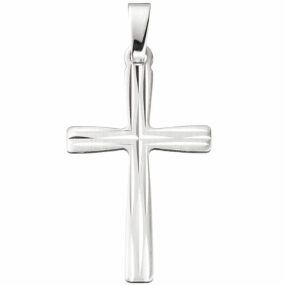 Anhänger "Kreuz" 585 Weißgold/teilmattiert