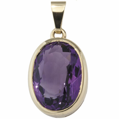 Anhänger oval 585 Gelbgold mit Amethyst violett