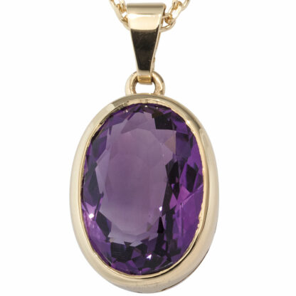 Anhänger oval 585 Gelbgold mit Amethyst violett – Bild 3