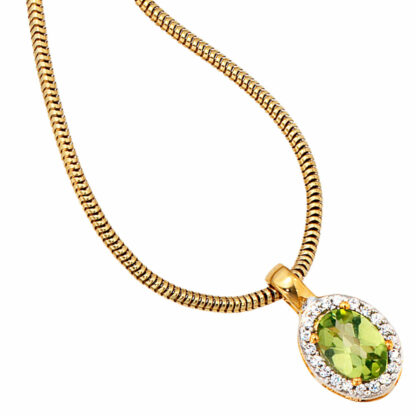 Anhänger oval 585 Gelbgold mit Peridot und Diamanten 0,10 ct. – Bild 2