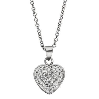 Collier "Herz" Edelstahl mit Kristallen weiß