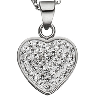 Collier "Herz" Edelstahl mit Kristallen weiß – Bild 3