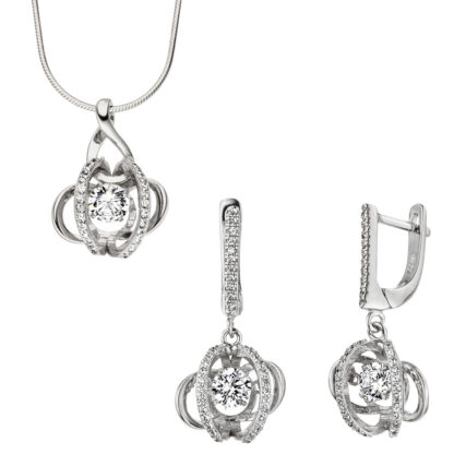 Creolen futuristisch 925 Silber mit Zirkonia weiß – Bild 2
