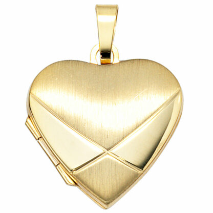 Medaillon "Herz" 585 Gelbgold teilmattiert – Bild 2