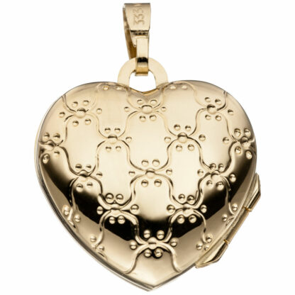 Medaillon "Herz" mit floralem Design 333 Gelbgold – Bild 5