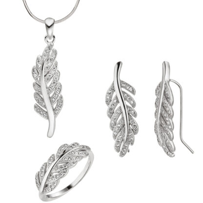 Ohrhaken "Feder" 925 Silber mit Zirkonia weiß – Bild 2