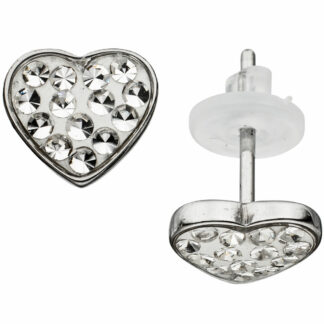 Ohrstecker "Herz" Edelstahl mit SWAROVSKI ELEMENTS weiß