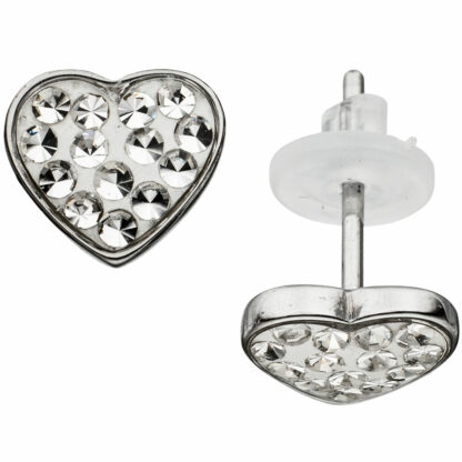 Ohrstecker "Herz" Edelstahl mit SWAROVSKI ELEMENTS weiß