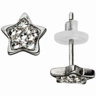 Ohrstecker "Stern" Edelstahl mit SWAROVSKI ELEMENTS weiß