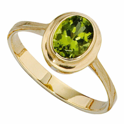 Ring 585 Gelbgold mit Peridot oval