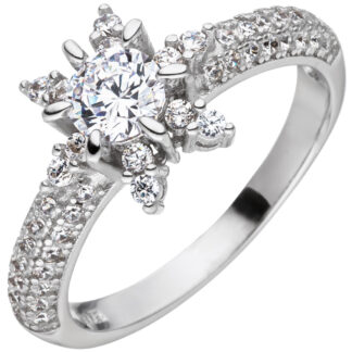 Ring "Eiskristall" 925 Silber mit Zirkonia weiß