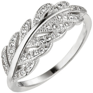 Ring "Feder" 925 Silber mit Zirkonia weiß
