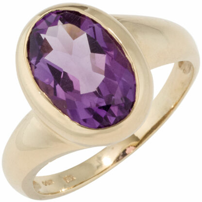 Ring oval 585 Gelbgold mit Amethyst violett