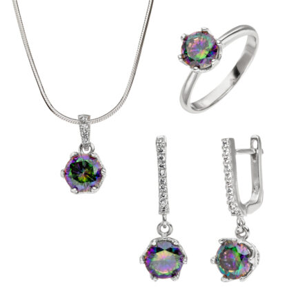 Solitär Ring 925 Silber mit Regenbogen-Zirkonia – Bild 2