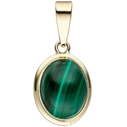 Anhänger oval 585 Gelbgold mit Malachit
