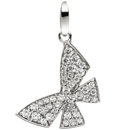Anhänger "Schleife" 333 Weißgold mit 39 Zirkonia weiß