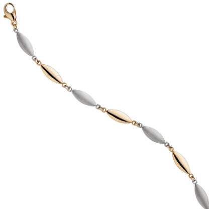Armband "Marquise" 585 Weiß-/Gelbgold 19,5 cm – Bild 2