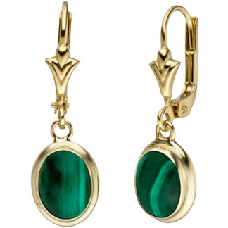 Boutons 585 Gelbgold mit Malachiten