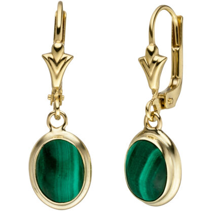 Boutons 585 Gelbgold mit Malachiten