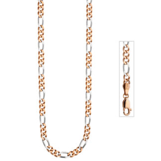 Collier/Figarokette 333 Rot-/Weißgold 45 cm