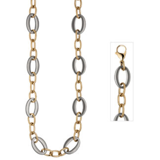 Collier oval/runde Kettenglieder Edelstahl/PVD goldfarben