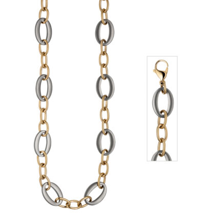 Collier oval/runde Kettenglieder Edelstahl/PVD goldfarben