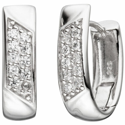 Creolen 925 Silber mit Zirkonia weiß 17,3 mm Höhe