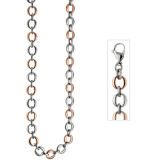 Doppelanker-Collier Edelstahl/PVD rotgoldfarben