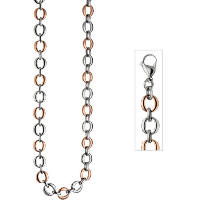 Doppelanker-Collier Edelstahl/PVD rotgoldfarben