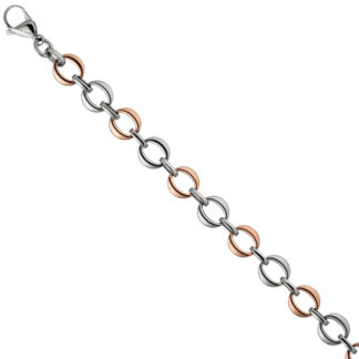 Doppelankerarmband bicolor Edelstahl und rotgoldfarben