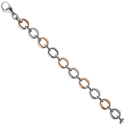 Doppelankerarmband bicolor Edelstahl und rotgoldfarben