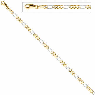 Figaro-Armband 333 Gelb-/Weißgold 19 cm