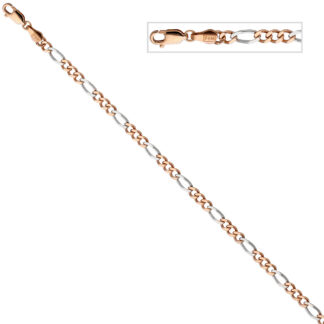 Figaro-Armband 333 Rot-/Weißgold 19 cm