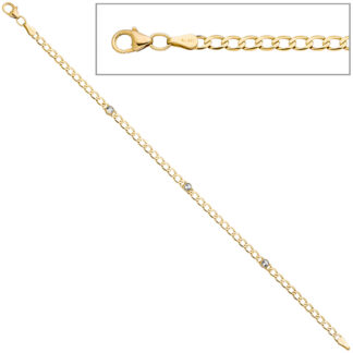 Panzerarmband 333 Gelbgold mit 3 Blautopasen