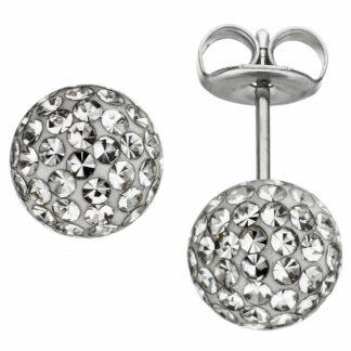 Kugel-Ohrstecker Edelstahl mit SWAROVSKI ELEMENTS weiß