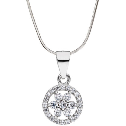 Anhänger "Blume" 925 Silber mit Zirkonia weiß rund – Bild 3