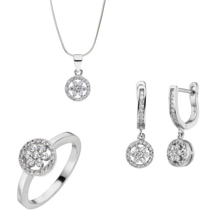Anhänger "Blume" 925 Silber mit Zirkonia weiß rund – Bild 2