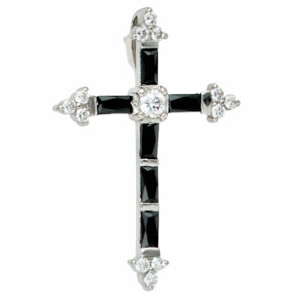 Anhänger "Kreuz" 925 Silber mit Zirkonia schwarz/weiß
