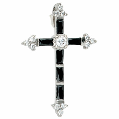 Anhänger "Kreuz" 925 Silber mit Zirkonia schwarz/weiß