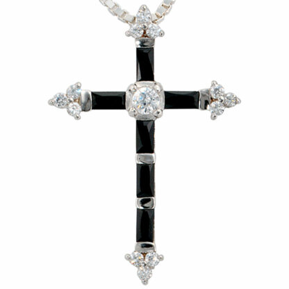 Anhänger "Kreuz" 925 Silber mit Zirkonia schwarz/weiß – Bild 3