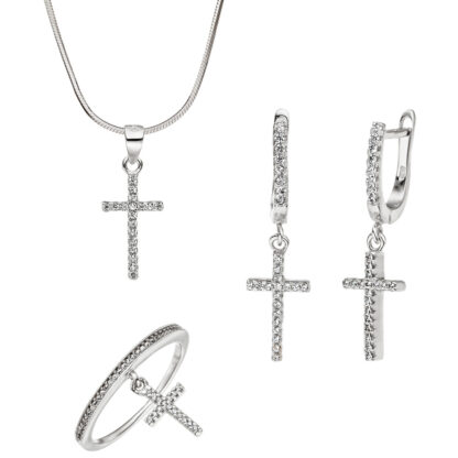 Anhänger "Kreuz" 925 Silber mit Zirkonia weiß – Bild 2