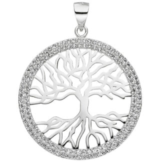 Anhänger "Lebensbaum" 925 Silber mit Zirkonia weiß