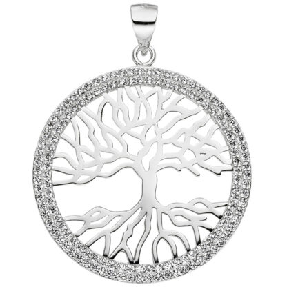 Anhänger "Lebensbaum" 925 Silber mit Zirkonia weiß