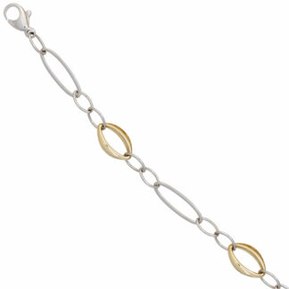 Armband Bicolor 585 Weiß-/Gelbgold oval 19 cm