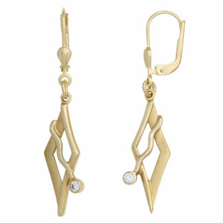 Boutons 375 Gelbgold mit Zirkonia weiß Rautenform