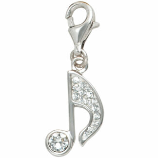 Charm "Note" 925 Silber mit SWAROVSKI ELEMENTS weiß