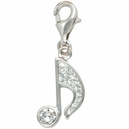 Charm "Note" 925 Silber mit SWAROVSKI ELEMENTS weiß
